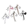 A silver balloon dog-shaped keychain paired with a colorful knot-shaped heart-shaped tag Item Picture